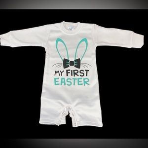Infant baby Toddler romper My first Easter fleece one piece